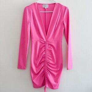 Oscar-St Long Sleeve Deep V Neck Dress